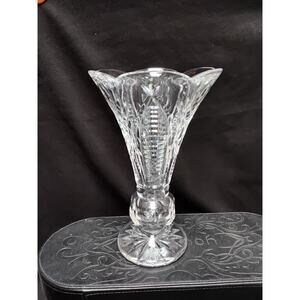 WATERFORD Crystal Vase 8" Clare pattern heavy cut scalloped top